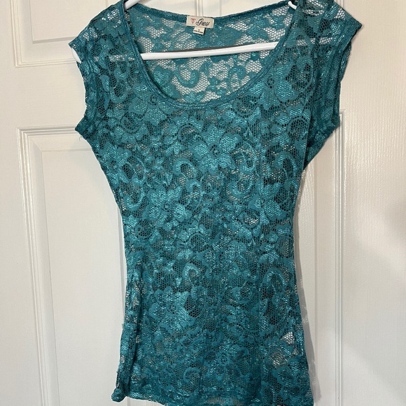 Teal lace top - Picture 1 of 2